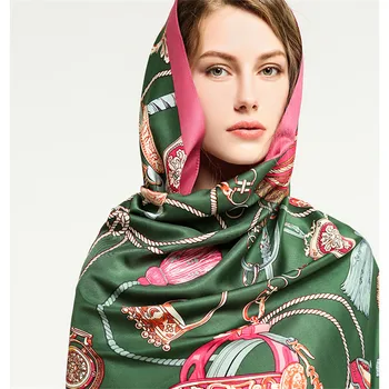 La Marca De Lujo De La Cadena De Bufanda Impresa De El 2020 Nuevas Mujeres Del Satén De Seda Bufandas Chales Foulard Femme Bufanda Mujer Musulmana Con Hiyab Envolver La Bufanda