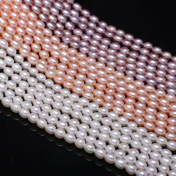 De agua Dulce Natural de la Perla Perlas de Alta Calidad de Arroz de la Forma de Punzón Suelta Perlas de BRICOLAJE Elegante Collar de la Pulsera de la Joyería de 5-6MM