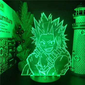 Boku no Hero Academia Kirishima eijiro ogawa 3D Ilusión de la Lámpara LED de las Luces del Sensor de Ambiente de la Mesilla de Noche, Lámparas para el Hogar Decration Lámpara