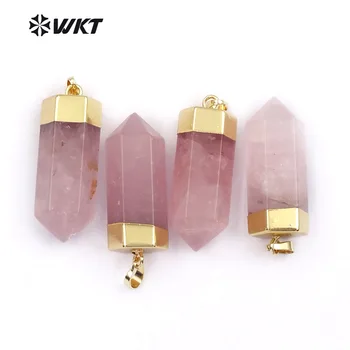 WT-P1412 WKT Encanto de las mujeres de la joyería de color rosa colgantes de piedra con oro de metal galvanizado de la torre de punto colgantes