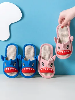 Dibujos Animados Shark Ropa De Zapatillas De Niñas, Niños, Zapatos De Niños Casa De Calzado De Cáñamo Niños Lindos Zapatilla Interior Zapato De Bebé Niño