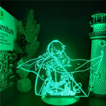 Ataque A los Titanes 3D Lámpara de Levi Ackerman Figura de Acción de LED Óptica IllusionLight Anime Luz de la Noche de los Niños Dormitorio Decoración de la Lámpara de Mesa