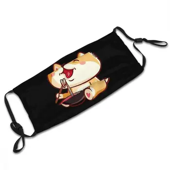 Shiba Inu Come Fideos Ramen Divertido Anime Japonés De La Moda Mascarilla De Anime Lindo Shiba Inu Perro Reutilizables De La Boca De La Máscara Con Filtros