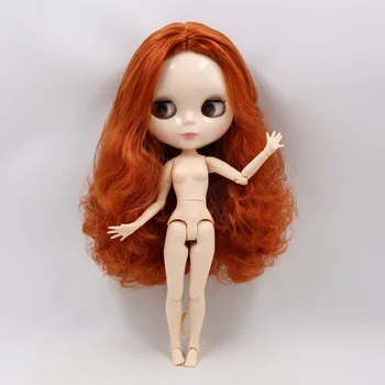 HELADO DBS Blyth Muñeca 1/6 bjd juguete rojo cabello castaño de la articulación del cuerpo y de piel blanca brillante de la cara de 30cm de desnudos de muñecas de las niñas de regalo