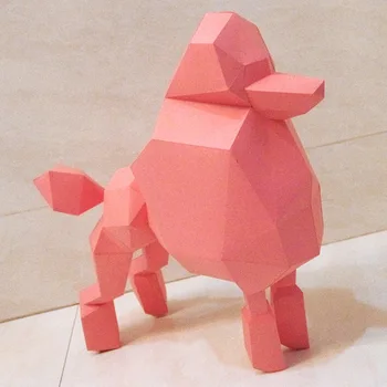 3d rompecabezas de perro caniche de Papel modelo de papercraft de los animales de decoración para el hogar Rompecabezas de DIY Juguetes Educativos Regalo de cumpleaños para Niños