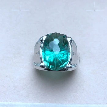 Atmosférica de los hombres del anillo, natural de cristal verde, auténtico color, de buena calidad, plata 925