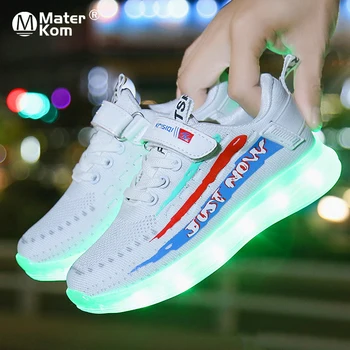 Tamaño de 25 a 35 Niños de Luz Led de Zapatos Luminoso Zapatillas para Niñas, Niños resistentes al Desgaste Zapatillas de deporte Niños de Carga USB Brillantes Zapatos