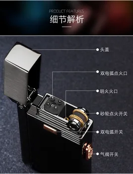Nuevo diseño 2 en 1 encendedor de gas USB de arco de plasma encendedor Eléctrico recargable encendedor de cigarrillos Multifunción regalo Creativo CL022