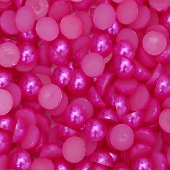 Tamaño de 1,5 mm-14 mm color de Rosa Color de la Ronda de la Mitad de las planas perlas Perlas Sueltas DIY Plástico ABS Imitación de la Mitad de la Perla Artes de Uñas Decoración