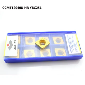 10pcs ZCC.CT original CCMT120404 CCMT120408 HM YBC251 YBC252 de Alta calidad de la cuchilla de carburo de agujero interior herramienta de mandrinado de acero
