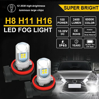 H8 H11 LED Anti Niebla de la Lámpara del Coche de la Luz Para BMW E46 E60 Ford focus 2 Kuga Mazda 3 cx-5 VW Polo Golf Jetta Passat