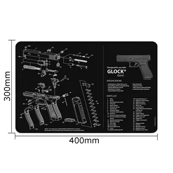 Glock Pistola de Limpieza de alfombra de Gen4 Gen5 42 43 Armero Con el Diagrama de Partes e Instrucciones Armorers Banco Mat Cojín de Ratón