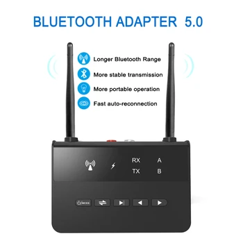 80M Bluetooth 5.0 RCA Transmisor Receptor de Bypass Aptx LL de Música Audio Inalámbrica Adaptador de 3.5 mm AUX Jack De TV de la PC del Coche Auriculares