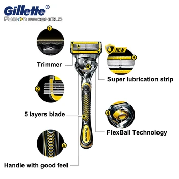 Gillette Fusion5 Proshield Navaja Hombres Manual de la máquina de afeitar máquinas de afeitar de la Máquina para la Hoja de Afeitar 5 Capa de Casetes Replacebale Hoja