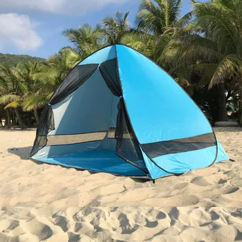 Anti-Mosquito Beach Sombra de la Carpa con una Gasa Protección UV Automáticamente Acampar al aire libre Portátil Carpa de Playa con Cortina de Malla