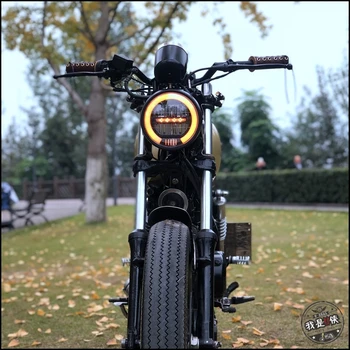 Motocicleta Retro Black Metal LED Faro de luz de marcha Diurna luz De CG125 GN125 Para Harley Cafe Racer Honda