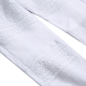 Gersri Nueva Marca De Moda De Estiramiento Pantalones Vaqueros Para Hombre Blanco De Impresión De Los Hombres Recto Elástico Casual Pantalones Ajustados De Mezclilla Impreso Pantalones Para Los Hombres
