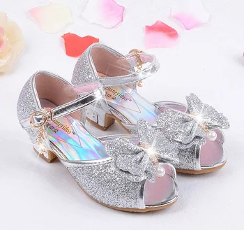 2018 Niños De La Princesa De Sandalias Niños Niñas Zapatos De Boda De Tacón Alto Zapatos De Vestir Zapatos De Fiesta Para Niñas De Color Rosa De Oro Azul