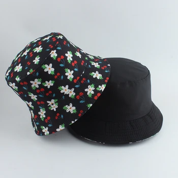 Diseño de la Flor de cerezo Sombrero de Cubo de las Mujeres de Moda de Verano, Sombreros para el Sol Reversible Bob chapeau Femme Floral Sombrero de Panamá Hombres Pescador de la Pac