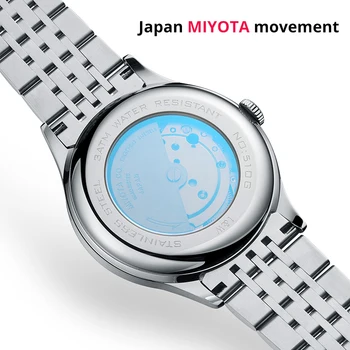 2020 Nueva Moda Reloj Mecánico de los hombres de Lujo de la marca de CARNAVAL MIYOTA movimiento Automático Reloj de Zafiro Calendario completo de Acero Relojes