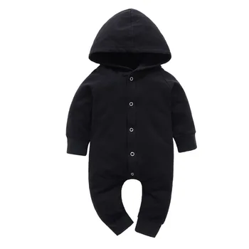 Bebé bebé niños niñas ropa mameluco manga larga de niño sólido mono pijama de bebé con capucha traje de 0-24M caliente de la venta