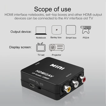 Kebidu Mini HD 1080P 2AV Video Converter Box compatible con HDMI a RCA AV/CVSB L/R de la Compatibilidad de Vídeo NTSC PAL Salida DE Adaptador AV