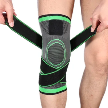 La rodilla de Compresión de Manga Verde 1 PCS Profesional de Protección de los Deportes de la Almohadilla Transpirable Vendaje de la Rodilla Corsé de Baloncesto Tenis Ciclismo