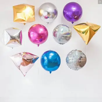 20pcs trata de 24 pulgadas de Oro Rosa de 4D Diamante en Forma de Cubo de aluminio de globos multicolor aire globos de la Boda de la Fiesta de Cumpleaños Decoración de Año Nuevo