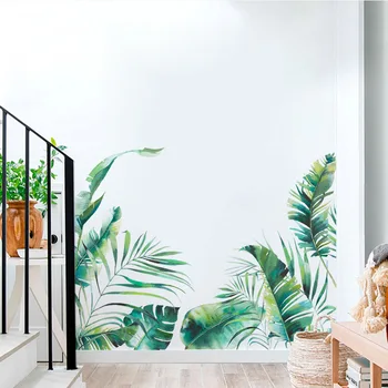 La vegetación Tropical de la serie etiqueta engomada de la Pared del dormitorio sala de estar de la casa de la decoración mural Sofá de fondo de papel tapiz verde pegatinas