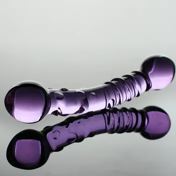 32mm Púrpura Artificial de Vidrio Pyrex Polla Anal Butt Plug Perlas de Cristal Consolador Pene para Adultos Juegos de Masajes de Próstata Juguetes Sexuales
