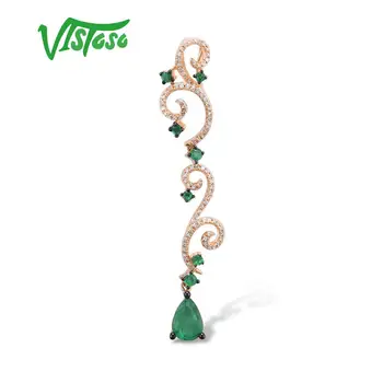 VISTOSO de Oro Colgantes Para las Mujeres Puro 14K585 de Oro Amarillo y Oro Rosa Esmeralda Diamante Chispeante Delicado de Lujo de la Boda de la Joyería Fina