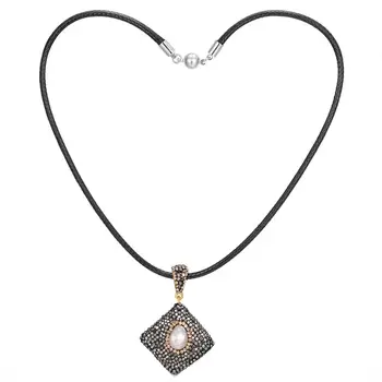 2020 nueva Perla de agua Dulce de los Pendientes del Collar de la Conjunto Para la mujer Clásica, de Forma Cuadrada, Carátula Negra de diamante de imitación de Perlas de la Joyería de la boda Conjuntos de