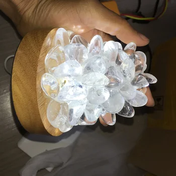 Nuevo claro Natural de Cristal de cuarzo de la piedra preciosa lámpara de meditación de sanación reiki cristal clúster muestra la decoración del hogar