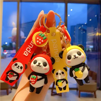 2020 Verano Panda Rojo de la Fruta Llaveros Creativo de Botella de la Cadena dominante de los Hombres Y Mujeres de Coches Bolsas Colgante de Accesorios Anillo de Claves