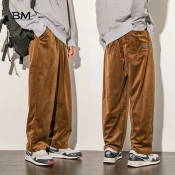La moda Harajuku Pantalones de Pana de los Hombres Ropa de Gran Tamaño 5XL la Universidad Pantalones 2019 Bts Bangtan Estilo coreano Recta Pantalones