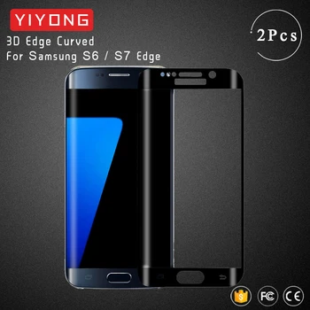 YIYONG 3D Borde Curvo de Cristal Para Samsung Galaxy S6 S7 Edge Plus de Vidrio Templado Protector de Pantalla Para Samsung S7 Borde S 7 S 6 de Vidrio