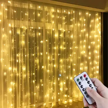 3m LED de Luces de Hadas de la Guirnalda de la Cortina de Lámpara Control Remoto USB Cadena de Luces de Año Nuevo Decoraciones de Navidad para el Hogar Ventana del Dormitorio