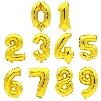 50pcs/lot el Oro, la Plata Número de Globos de Cumpleaños de la Fiesta de la Boda 16inch Rosegold digital 0-9 Aire Globos Decoración Suministros Niños Regalos