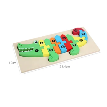 De madera montessori 3D rompecabezas de juguete de dibujos animados animales rompecabezas de aprendizaje temprano de la cognición juego de bebé de juguete de juguetes educativos para niños