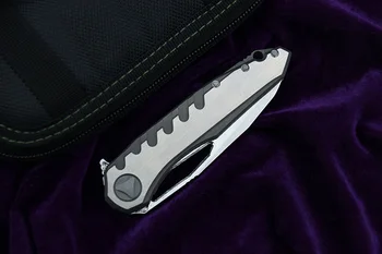 LEMIFSHE MK6 plegable cuchillo de hoja de acero de Damasco de aleación de titanio de la manija de camping caza al aire libre táctica de supervivencia de la EDC