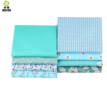 Shuanshuo 8pcs/lote Nuevo de color Azul Floral Serie de Sarga de Algodón de la Tela,Retazos de Tela,DIY Costura de costura de Fat Quarters de Material Para Bebé