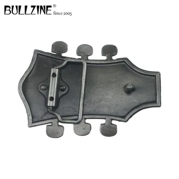 El Bullzine guitarra en la cabeza la música de la correa de la hebilla con acabado en peltre con correa de PU con la conexión de cierre FP-02744