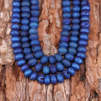 Mística de Titanio Azul Oscuro Druzy Geode Beads Colgantes,Raw Mate Natural Drusy Achate Ábaco Abalorios para Pulsera Artesanal