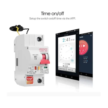 La Vida inteligente(tuya) aplicación 1P WiFi Smart Disyuntor de sobrecarga protección contra cortocircuito con Alexa principal de google para el Hogar Inteligente