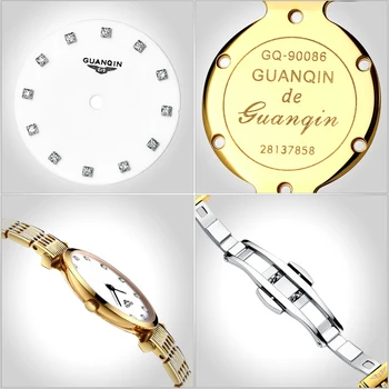 GUANQIN las Mujeres Relojes de Lujo de la Marca Superior del Reloj de Moda Casual Ultra delgada de 6mm de Oro de diseño de Plata de Acero de Cuarzo Vestido de Niña de Relojes