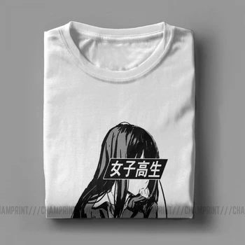 Hombres T Camisetas De Colegiala Triste Anime Japonés Estética Divertida Camiseta De Manga Corta Camiseta De Cuello Redondo Purificada De Algodón Caliente De La Venta De La Camiseta