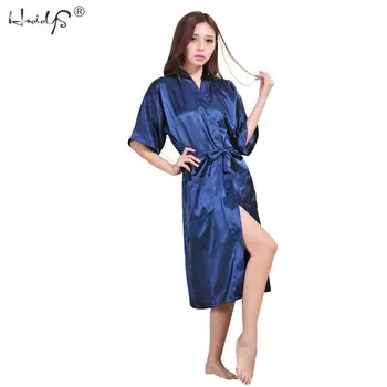 De lujo, ropa de dormir con la Túnica de la Mujer de Satén de Seda del Kimono Batas de Lencería Chemises de las Mujeres de Dama de honor Ropas Sexy Ropas Largas Con Cinturón de S-3XL