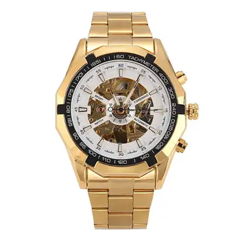 LinTimes los Hombres relojes de Pulsera de Color dorado, los Hombres de Negocios de Moda Casual Completamente Automática Reloj Mecánico Masculino Relojes reloj hombre