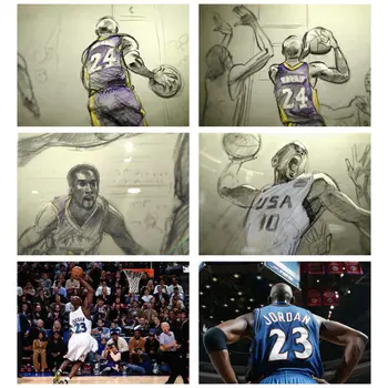 Pintura en tela Moive NUEVO Deporte 2020 El Último Baile de Michael Jordan VS Estimado de Baloncesto Kobe Bryant Juego de Estrellas del Cartel de la Pared de Arte