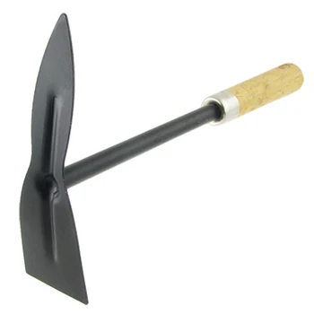 HLZS-Mango de Madera de Metal de la Mano de herramientas de Jardín de Excavación Azada,negro